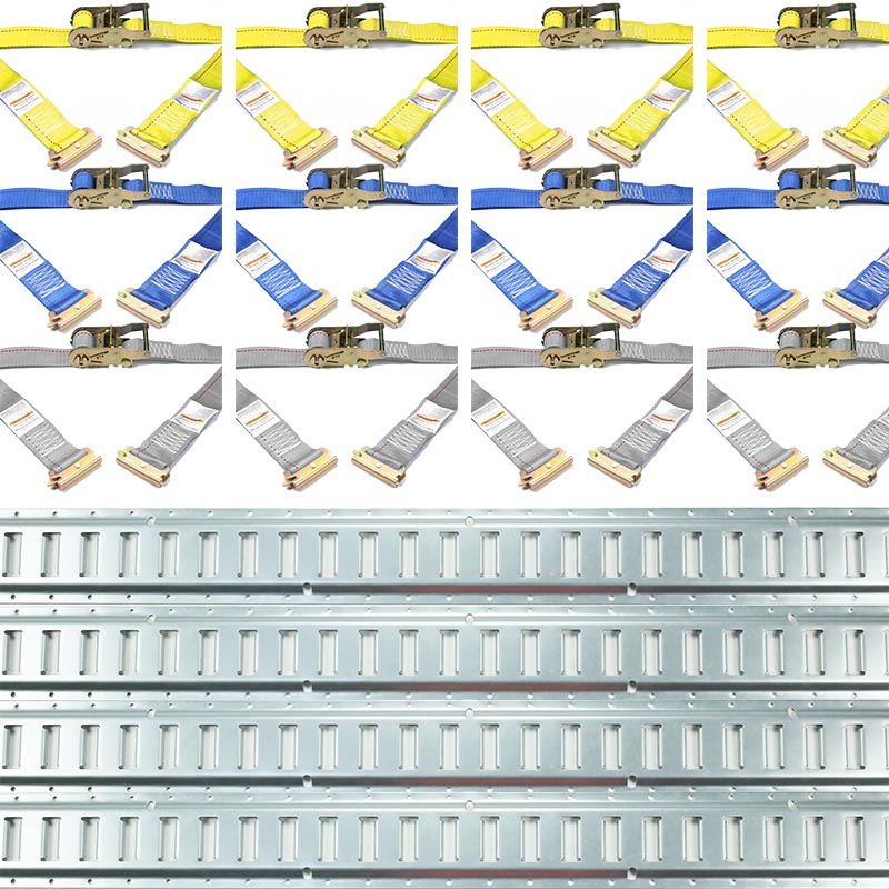 Sada 4 kusů 5FT galvanizovaných kolejnic Ratchet straps E Track Kit